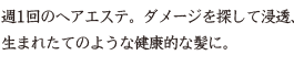 週1回のヘアエステ。ダメージを探して浸透、 生まれたてのような健康的な髪に。